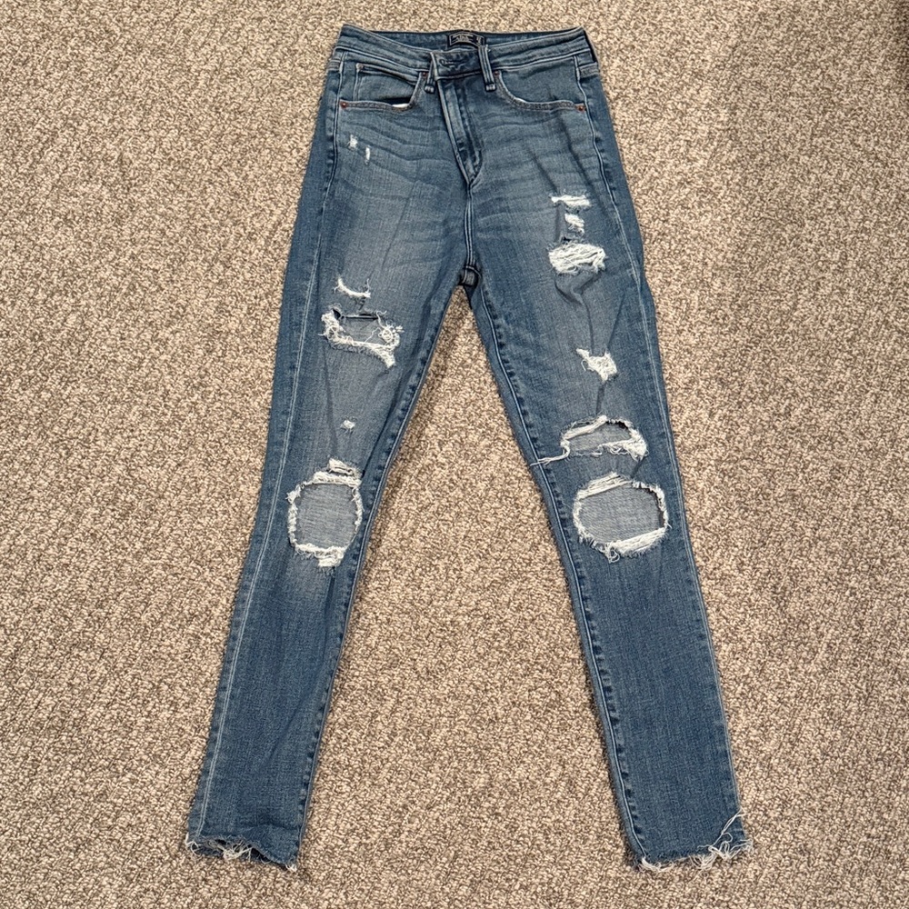 Abercrombie & Fitch Distressed Skinny Jeans - Blue